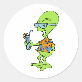 Adesivo Redondo Alienígena de Férias