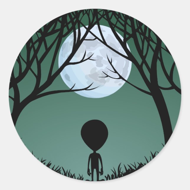 Adesivo Redondo Alienígena de palitos divertidos Alienígenas de Ha (Frente)