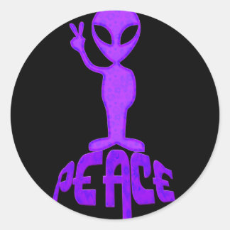 Adesivo Redondo Alienígena de paz roxa