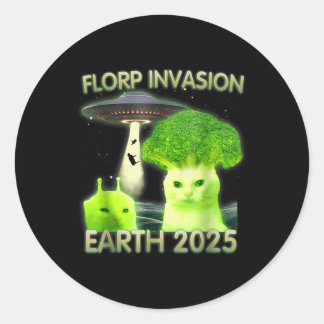 Adesivo Redondo Alienígena Engraçada Meme Florp Invasão Terra 2025