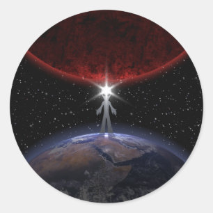 Adesivo Redondo Alienígena Entre Os Planetas