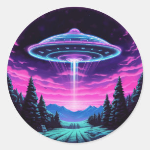 Adesivo Redondo Alienígena Espacial Retrofuturista