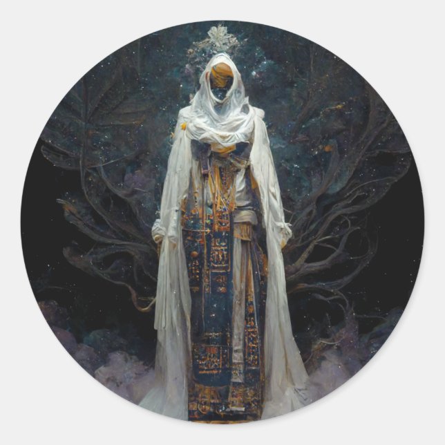 Adesivo Redondo Alienígena Fae Fantasy Sci-Fi (Frente)