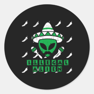 Adesivo Redondo Alienígena Ilegal Marciana Área Mexicana 51 Divers