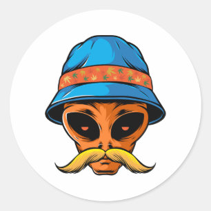 ADESIVO REDONDO ALIENÍGENA LARANJA