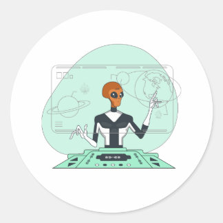 Adesivo Redondo alienígena laranja