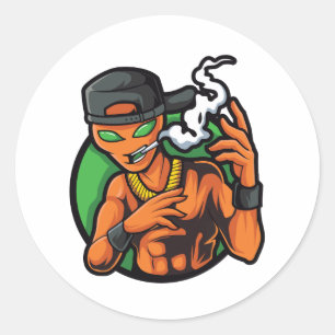 Adesivo Redondo alienígena laranja