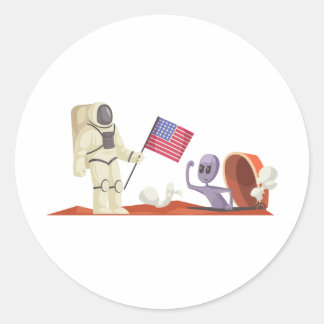 ADESIVO REDONDO ALIENÍGENA LARANJA