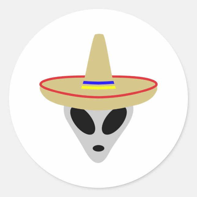 Adesivo Redondo alienígena mexicana sombrero (Frente)