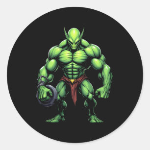 Adesivo Redondo Alienígena Tee Funny Gym Design Ufo Peso