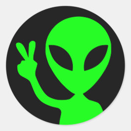 Adesivo Redondo Alienígena Verde Brilhante e Pacífica Preta