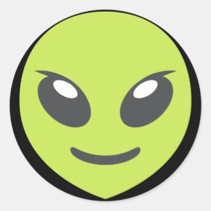 Adesivo Redondo Alienígena Verde Emoji