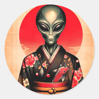 Adesivo Redondo Aliens and Dawn in Japan