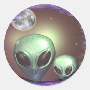 Adesivo Redondo Aliens cinzentos