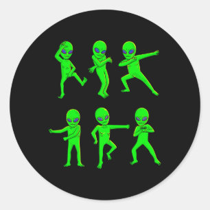 Adesivo Redondo Aliens de dança Halloween Green Alienígena Dance K
