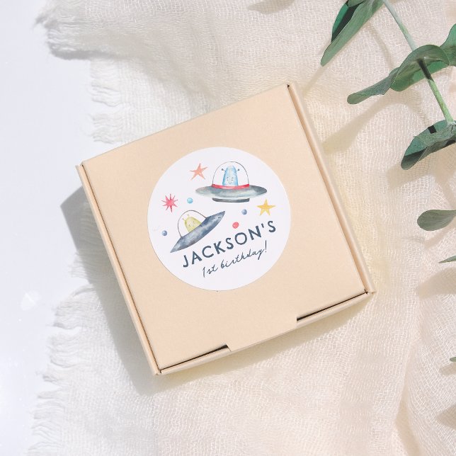 Adesivo Redondo Aliens de espaço Planetas e inicia a festa do prim (Criador carregado)