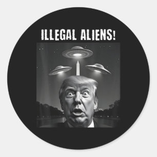 Adesivo Redondo Aliens ilegais. Trump Selfie, Alienígena E Ufo