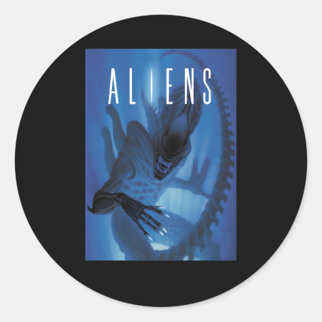 Adesivo Redondo Aliens Xenomorph Blue Light (Frente)