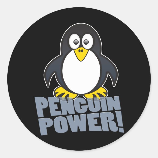 Adesivo Redondo Alimentação do pinguim Linux (Frente)