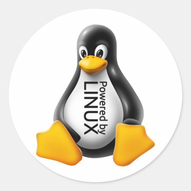 Adesivo Redondo Alimentado pelo Linux (Frente)