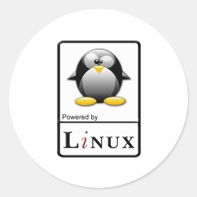 Adesivo Redondo Alimentado pelo Linux (Frente)