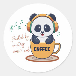 Adesivo Redondo alimentado por café e música country