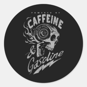 Adesivo Redondo Alimentado Por Cafeína E Gasolina