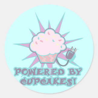 Adesivo Redondo Alimentado Por Cupcakes