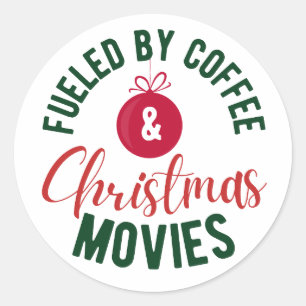 Adesivo Redondo Alimentado Por Filmes De Café E Natal