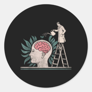 Adesivo Redondo Alimentando a Consciência da Saúde Mental Prevenir
