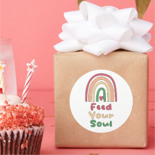 Adesivo Redondo Alimente a sua alma, motivadora, colorida, arco-ír