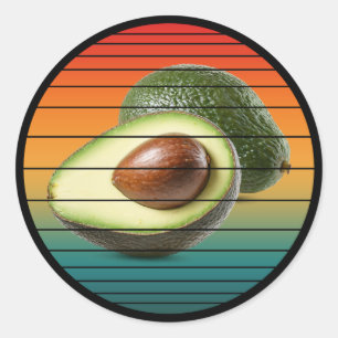 Adesivo Redondo alimento vegetariano de fruta de abacate vintage