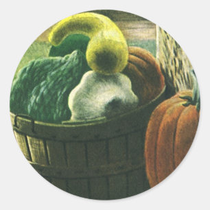 Adesivo Redondo Alimentos Vintage, Abóbora Moranga, Abóbora e Maçã
