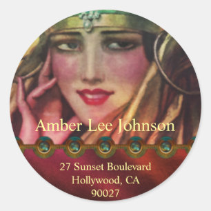 Adesivo Redondo Alkmaar Kashmir no vermelho & no ouro