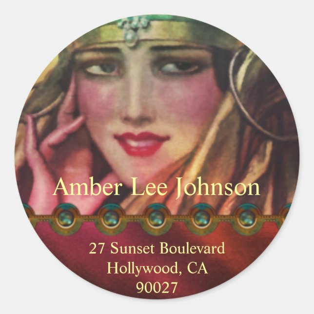 Adesivo Redondo Alkmaar Kashmir no vermelho & no ouro (Frente)