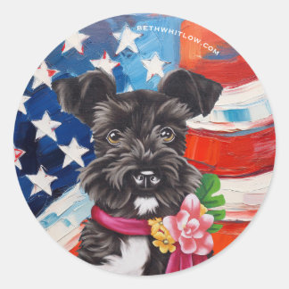 Adesivo Redondo All American Mini Schnauzer