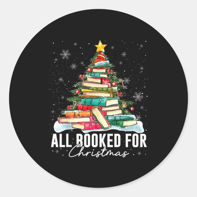 Adesivo Redondo All Booked For Christmas Book Christmas Tree Light (Frente)