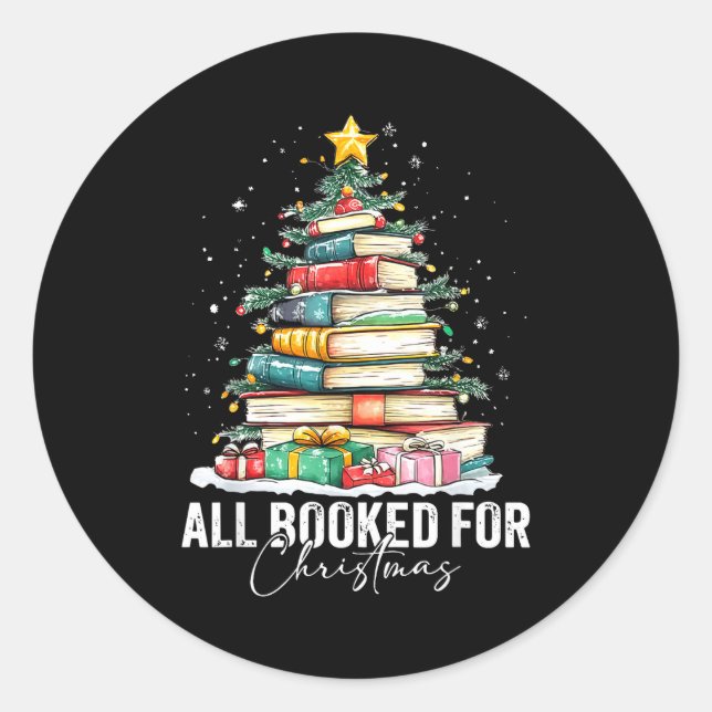 Adesivo Redondo All Booked For Christmas Coquette Books Teacher Xm (Frente)