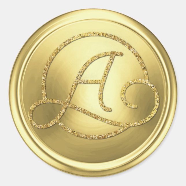Adesivo Redondo ALL INITIALS Gold Circle Monogram Soft Gold (Frente)