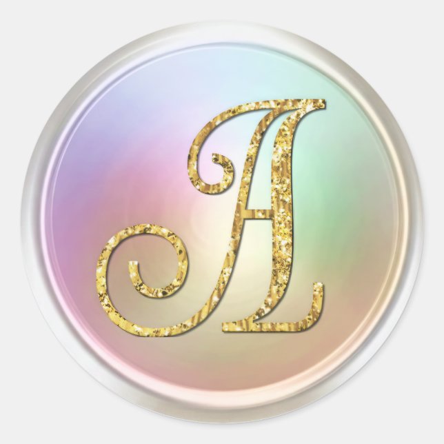 Adesivo Redondo ALL INITIALS Gold Monogram 3 Pearly (Frente)