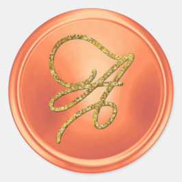 Adesivo Redondo ALL INITIALS Gold Script Monogram Copper