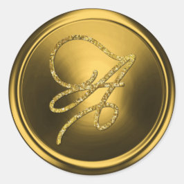 Adesivo Redondo ALL INITIALS Gold Script Monogram Gold