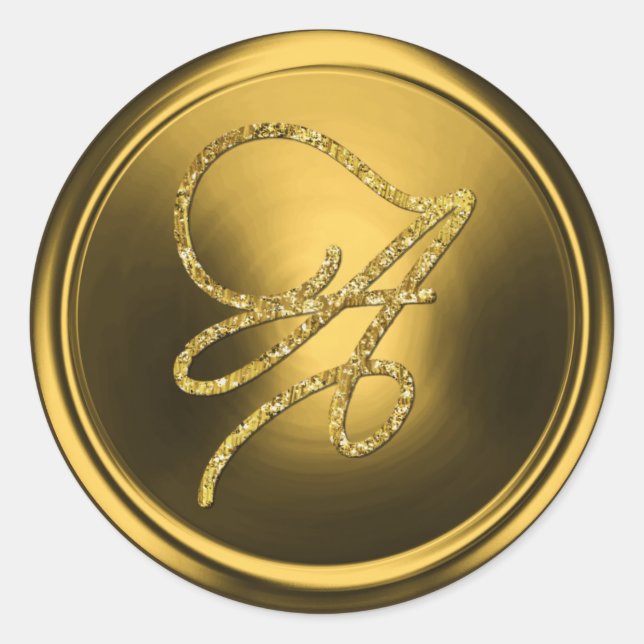 Adesivo Redondo ALL INITIALS Gold Script Monogram Gold (Frente)