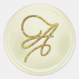 Adesivo Redondo ALL INITIALS Gold Script Monogram Off White
