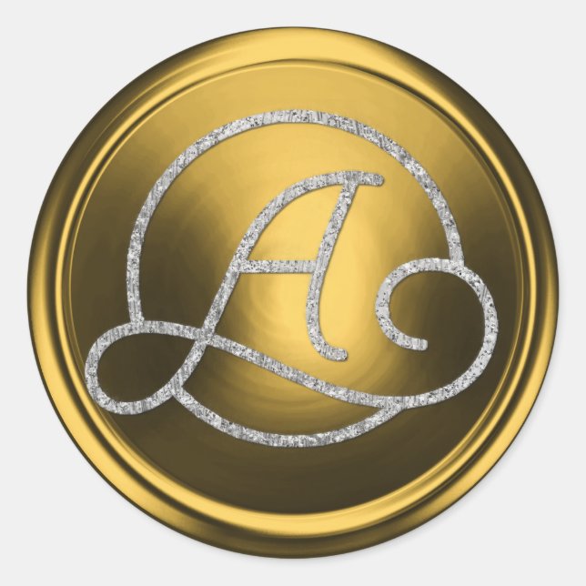 Adesivo Redondo ALL INITIALS Silver Circle Monogram Old Gold (Frente)