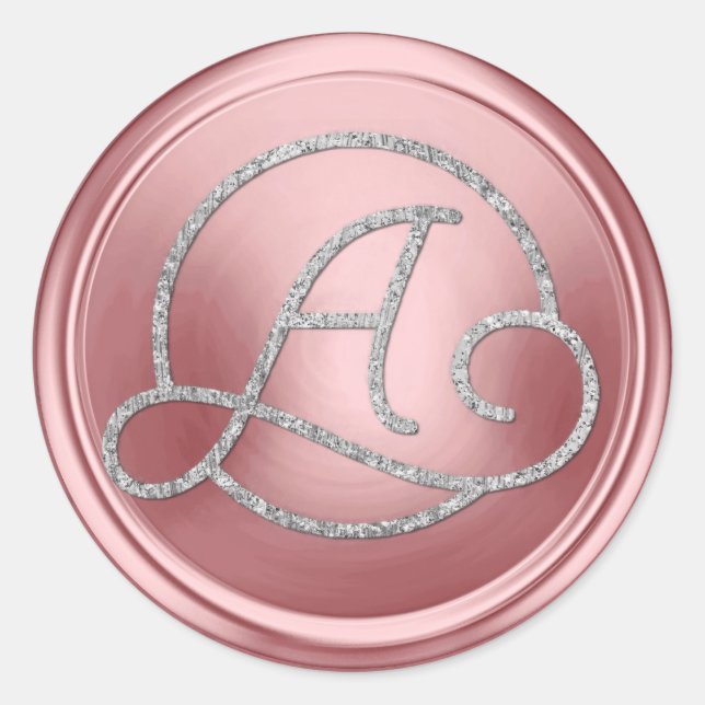 Adesivo Redondo ALL INITIALS Silver Circle Monogram Pink (Frente)