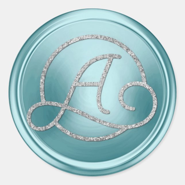 Adesivo Redondo ALL INITIALS Silver Circle Monogram Soft Blue (Frente)
