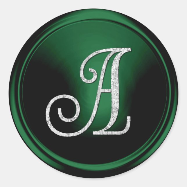 Adesivo Redondo ALL INITIALS Silver Monogram 3 Emerald Green (Frente)