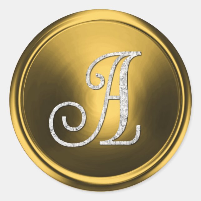 Adesivo Redondo ALL INITIALS Silver Monogram 3 Old Gold (Frente)