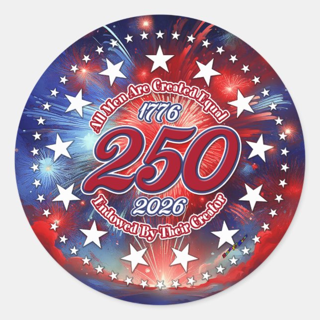 Adesivo Redondo All Men Are Created Graphics Fireworks Clouds (Frente)